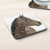 Paarden in de winter bier onderzetter (Linkerzijde)