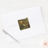 Paarden in een Courtyard Vierkante Sticker (Envelop)