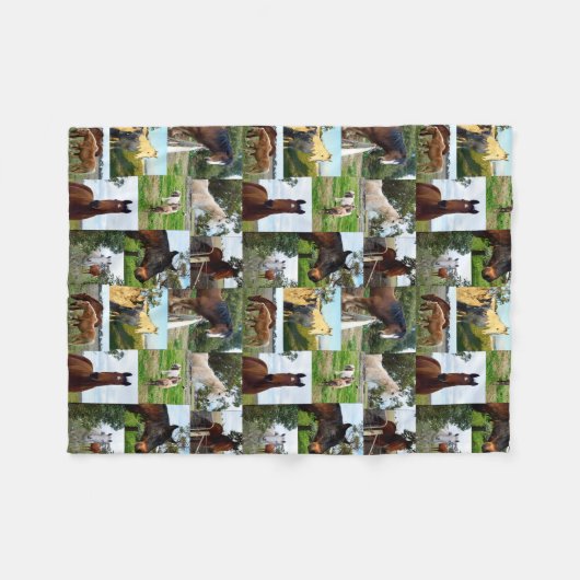 Paarden in een fotocollage fleece deken (Voorkant (Horizontaal))