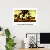 Paarden in een landschap van George Stubbs Poster (Thuiskantoor)