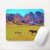 Paarden in een regenbooggekleurd veld muismat (Met muis)