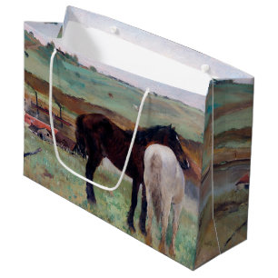Paarden in een weide, Edgar Degas Large Gift Bag Groot Cadeauzakje