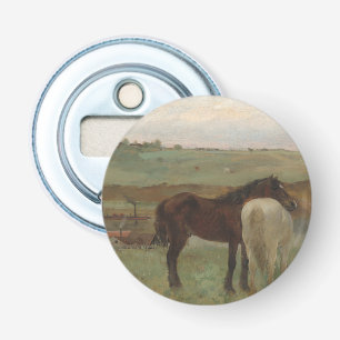 Paarden in een weide, olieverfschilderij, Edgar De Button Flesopener