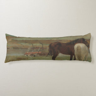 Paarden in een weide, olieverfschilderij, Edgar De Lichaamskussen