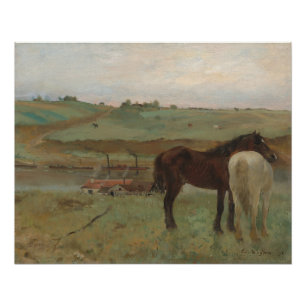 Paarden in een weide, olieverfschilderij, Edgar De Perfect Poster