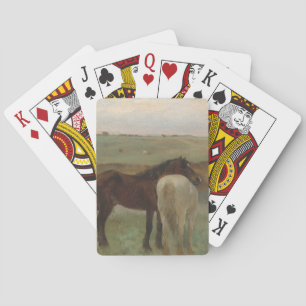 Paarden in een weide, olieverfschilderij, Edgar De Pokerkaarten