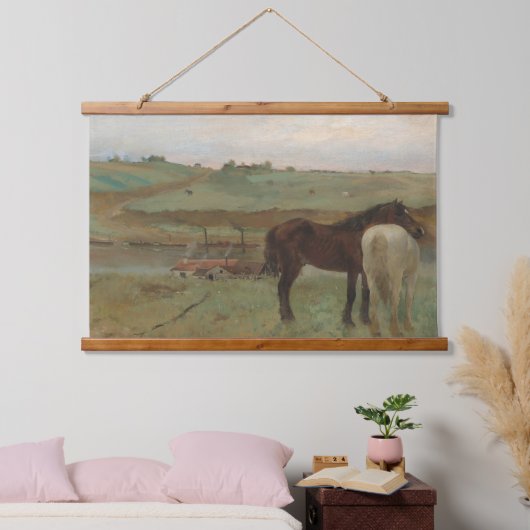 "Paarden in een weide" schilderij van Edgar Degas Hangend Wandkleed (Slaapkamer)