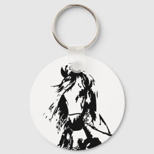 Paarden in Halter Button Sleutelhanger