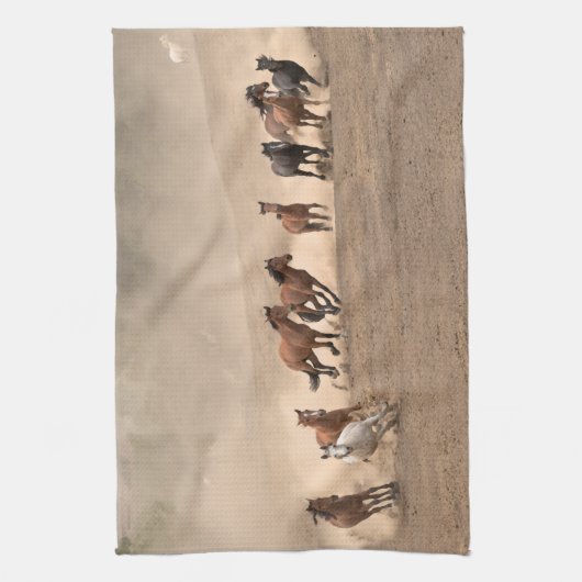 Paarden in Herfst II Theedoek (Verticaal)