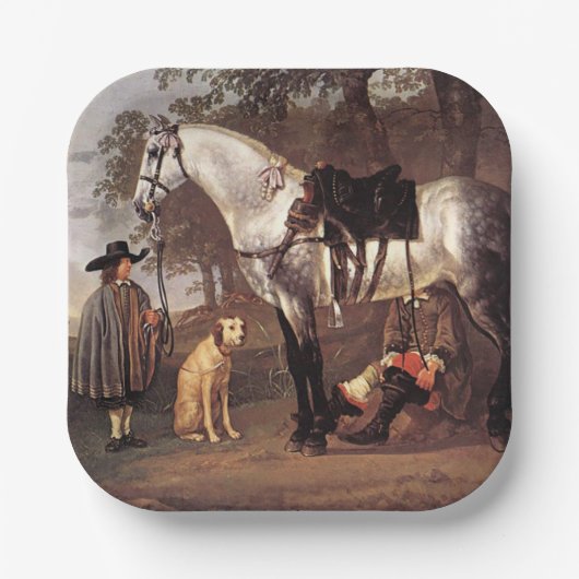 Paarden in het landschap Aelbert Cuyp Papieren Bordje (Voorkant)