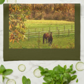 Paarden in het najaar theedoek (Gevouwen)