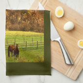 Paarden in het najaar theedoek (Quarter Fold)