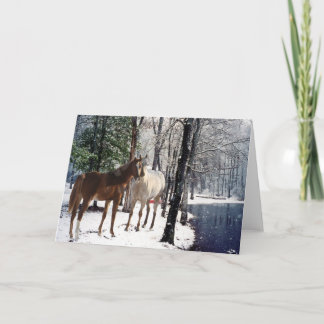 Paarden in het sneeuwWenskaart Feestdagen Kaart