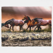 PAARDEN in het SURF Fleece Deken (Voorkant (Horizontaal))