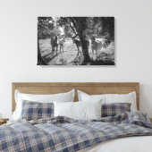 Paarden in het veld canvas afdruk (Insitu (Slaapkamer))