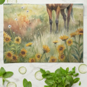 Paarden in het veld theedoek (Gevouwen)