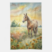 Paarden in het veld theedoek (Verticaal)