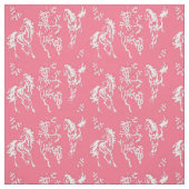 Paarden in roze en wit weefsel stof (Swatch)