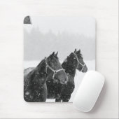 Paarden in Snowfall Muismat (Met muis)
