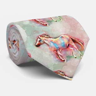 Paarden in waterverf stropdas