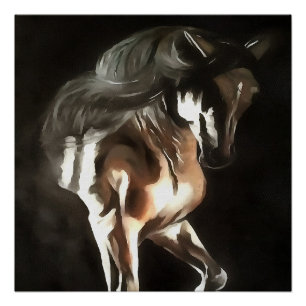 Paarden in zwarte kastanjebruin van Flaxen Perfect Poster