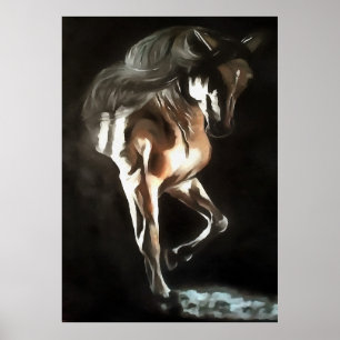 Paarden in zwarte kastanjebruin van Flaxen Poster