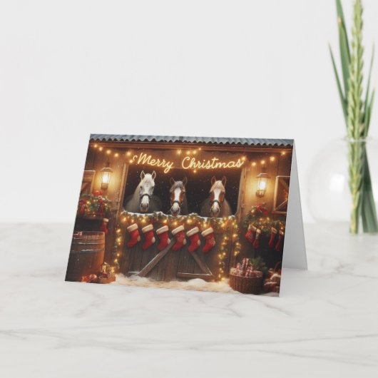Paarden Kerst wenskaarten. Feestdagen Kaart (Voorkant)