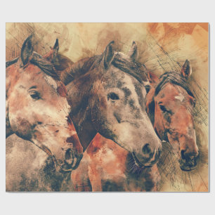 Paarden Kunstmatige Waterverf schilderen decoratie Cadeaupapier