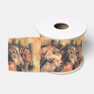 Paarden Kunstmatige Waterverf schilderen decoratie Grosgrain Lint