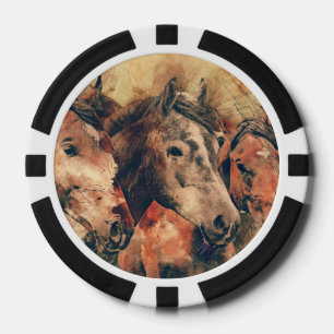 Paarden Kunstmatige Waterverf schilderen decoratie Pokerchips