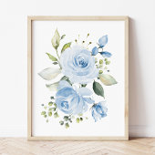 Paarden, landbouwhuisdieren, blauwe bloemen, jonge muurkunst sets