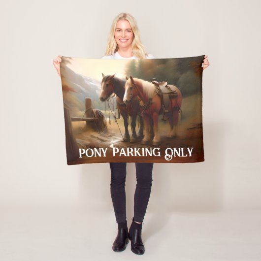 Paarden liften "Pony Parking" Fleece Deken (In situ)