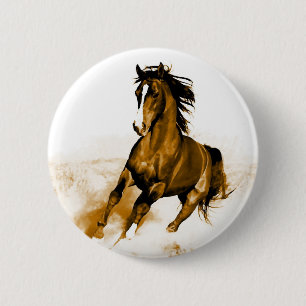 Paarden lopen ronde button 5,7 cm