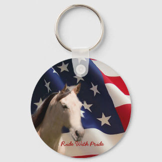 Paarden met Amerikaanse vlag Sleutelhanger