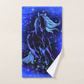 Paarden met blauw schoeisel op Sterrennacht Bad Handdoek (Handdoek)