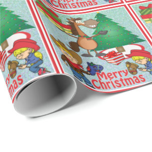 Paarden met cadeaus en Kinder schitterende kruit Cadeaupapier