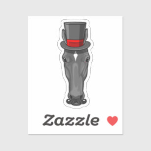 Paarden met cilinder sticker