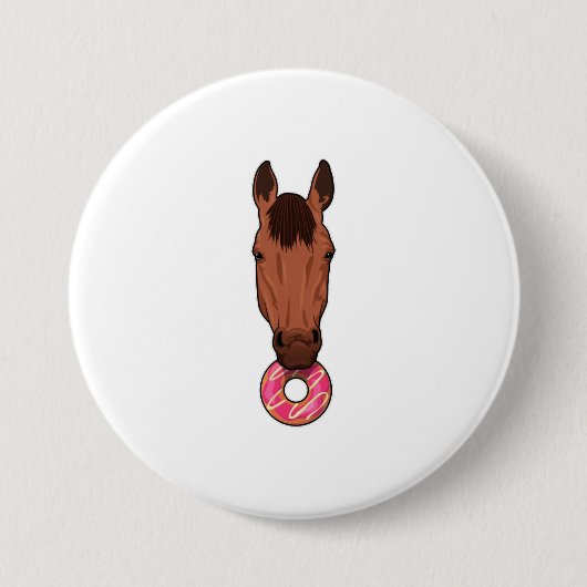 Paarden met Donut Ronde Button 7,6 Cm (Voorkant)