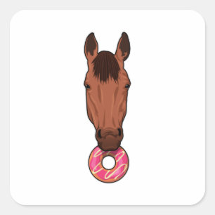 Paarden met Donut Vierkante Sticker