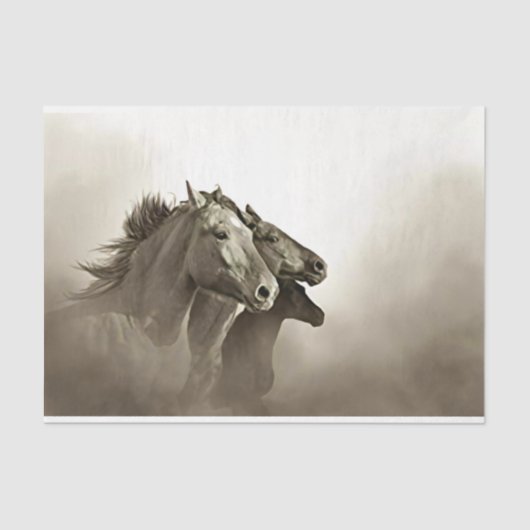 Paarden met een stormachtige achtergrond tissuepapier (Voorkant)