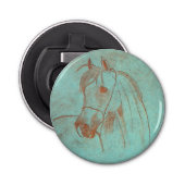Paarden met grijs koper button flesopener (Voorkant)
