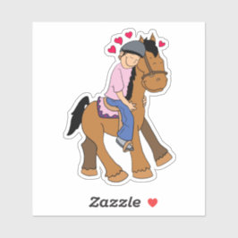 Paarden met hartenroze Sticker