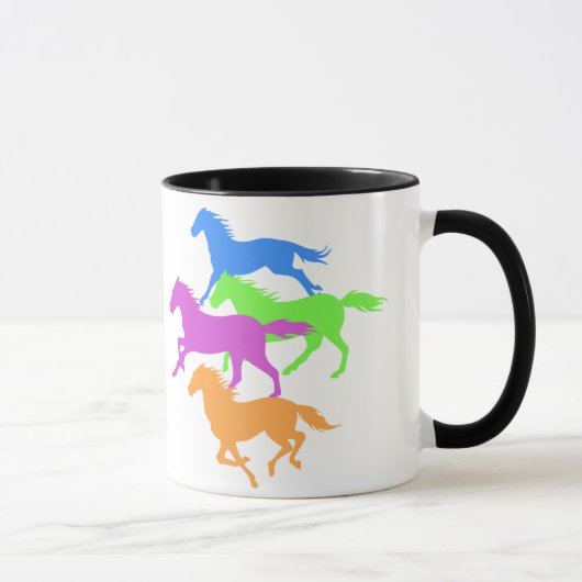 Paarden met loopkleur - achtergrondkleur kiezen mok (Rechts)