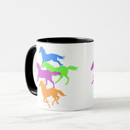 Paarden met loopkleur - achtergrondkleur kiezen mok (Voorkant links)