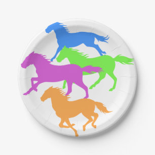 Paarden met loopkleur - achtergrondkleur kiezen papieren bordje