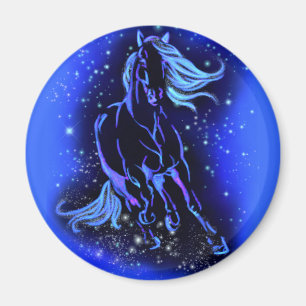 Paarden met magneet op blauwe Sterrennacht