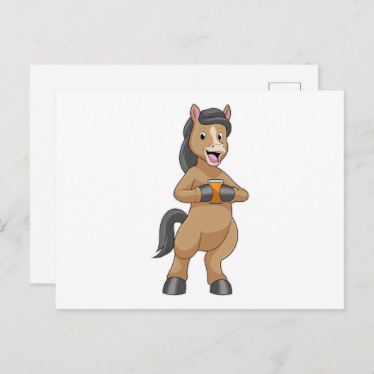 Paarden met Mok van Oranje sap Briefkaart (Voorkant / Achterkant)