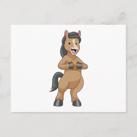 Paarden met Mok van Oranje sap Briefkaart (Voorkant)