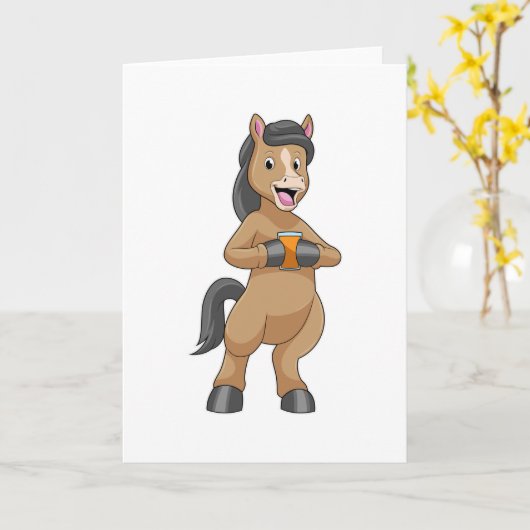 Paarden met Mok van Oranje sap Kaart (Gele Bloem)