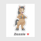 Paarden met Mok van Oranje sap Sticker (Vel)